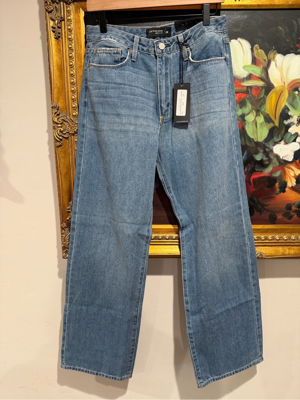 Just Black Denim Straight-Leg Jeans in Light Blue Wash